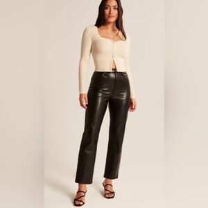 Abercrombie & Fitch  Black curve love vegan Leather Ankle Pants